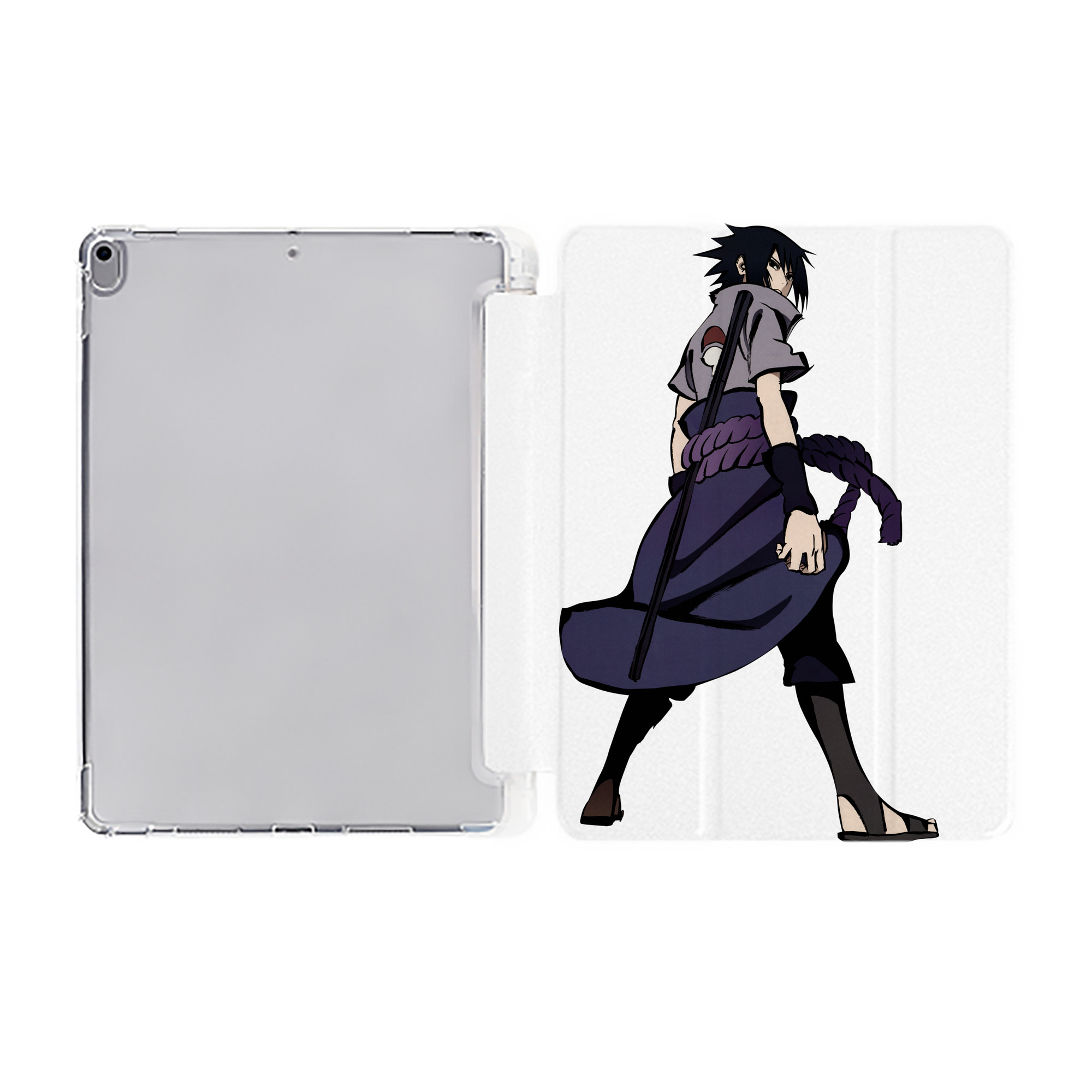 （画像用） NARUTO -ナルト- うちは サスケ Uchiha Sasuke IPad ケース ペン収納付き 三つ折りスタンド PUレザー×シリコン 対応機種9.5/10.5/10.9インチ